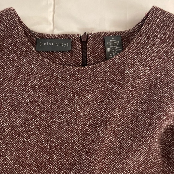 Maroon woven fall mini dress twill chevron - Picture 6 of 6